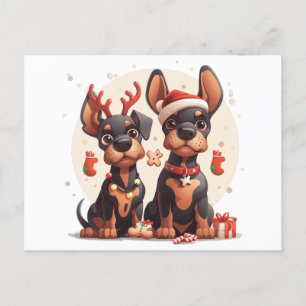 Carte Postale Chiens de Noël Dobermann