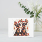 Carte Postale Chiens de Noël Dobermann (Debout devant)