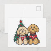 Carte Postale Chiens de Noël Goldendoodle (Devant / Derrière)
