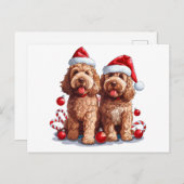 Carte Postale Chiens de Noël Goldendoodle (Devant / Derrière)