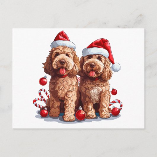 Carte Postale Chiens de Noël Goldendoodle (Devant)