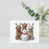 Carte Postale Chiens de Noël Goldendoodle (Debout devant)