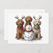 Carte Postale Chiens de Noël Goldendoodle (Devant / Derrière)