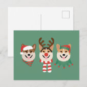 Carte Postale Chiens de Noël Pembroke Welsh Corgi (Devant / Derrière)