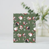 Carte Postale Chiens de Noël sur Vert (Debout devant)