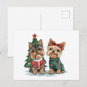 Carte Postale Chiens de Noël Yorkie (Devant / Derrière)