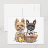Carte Postale Chiens de Pâques Yorkshire Terrier (Devant / Derrière)