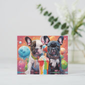 Carte Postale Chiens de taureau français, Milkshake (Debout devant)