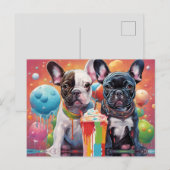 Carte Postale Chiens de taureau français, Milkshake (Devant / Derrière)