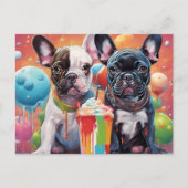 Carte Postale Chiens de taureau français, Milkshake (Devant)