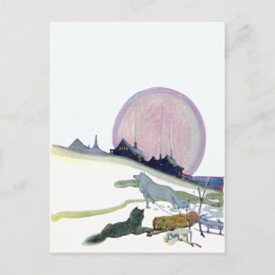 Carte Postale Chiens de traîneau de l'Alaska dans la neige