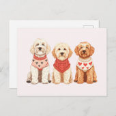 Carte Postale Chiens de Valentine Goldendoodle (Devant / Derrière)