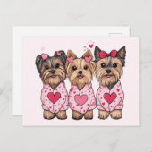 Carte Postale Chiens de Yorkie de la Saint-Valentin (Devant / Derrière)