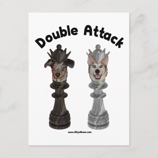 Carte Postale Chiens d'échecs à double attaque (Devant)