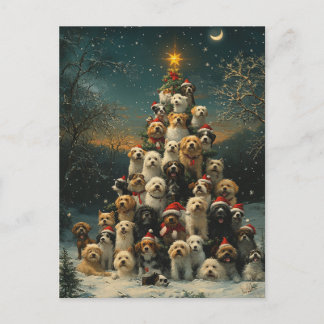 Carte Postale Chiens empilés Arbre de Noël