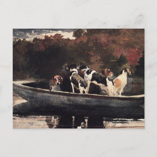 Carte Postale Chiens en bateau par Winslow Homer (Devant)