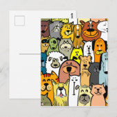 Carte Postale Chiens et chats illustrés (Devant / Derrière)