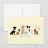 Carte Postale Chiens Fête d'anniversaire Jaune (Devant / Derrière)