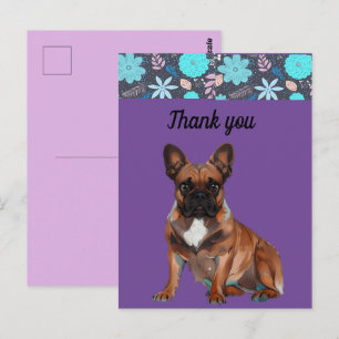 Carte Postale chiens français bulldog merci French Bulldog