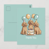 Carte Postale Chiens Goldendoodle d'anniversaire Merci (Devant / Derrière)
