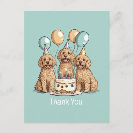 Carte Postale Chiens Goldendoodle Merci (Devant)