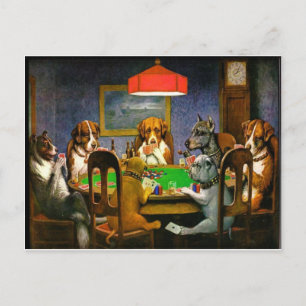Carte Postale Chiens jouant au poker