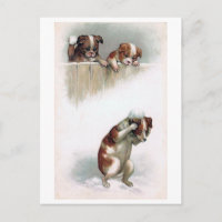 "Chiens jouant aux boules de neige" Vintage