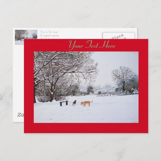 Carte Postale chiens jouer hiver neige paysage paysage paysage (Devant / Derrière)