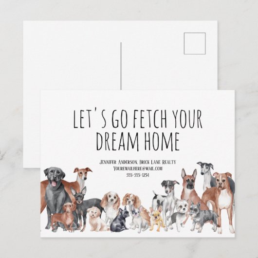 Carte Postale Chiens Marketing de l'agriculture immobilière (Devant / Derrière)