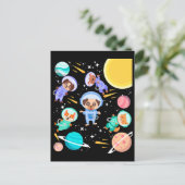 Carte Postale Chiens mignons dans l'espace Astronautes pour anim (Debout devant)