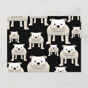 Carte Postale Chiens Motif. Chiens blancs sur Noir.