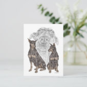 Carte Postale Chiens noirs Doberman (Debout devant)