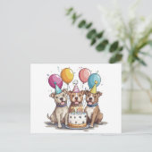 Carte Postale Chiens Pit Bull pour anniversaire (Debout devant)
