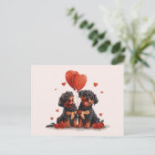 Carte Postale Chiens Rottweiler de la Saint-Valentin (Debout devant)