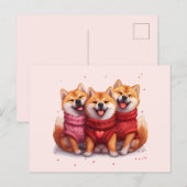 Carte Postale Chiens Shiba Inu pour la Saint-Valentin (Devant / Derrière)