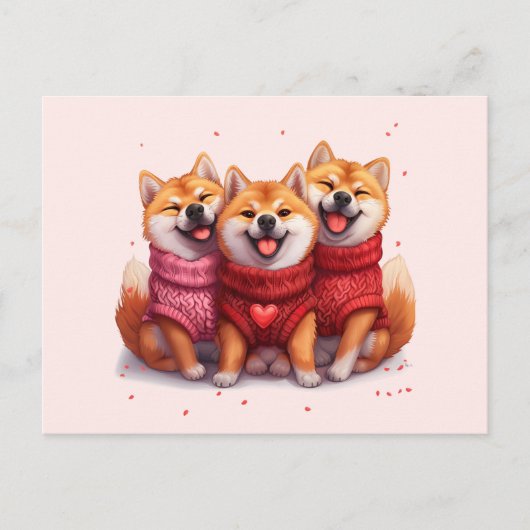 Carte Postale Chiens Shiba Inu pour la Saint-Valentin (Devant)