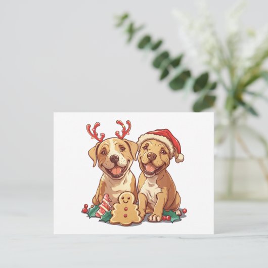 Carte Postale Chiens taureaux de Noël Pit (Debout devant)