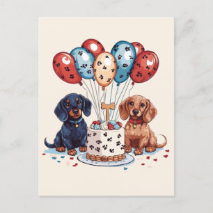 Carte Postale Chiens teckel d'anniversaire