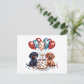 Carte Postale Chiens teckel d'anniversaire (Debout devant)
