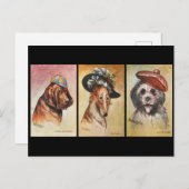 Carte Postale Chiens, triptyque de dessin animé (Devant / Derrière)