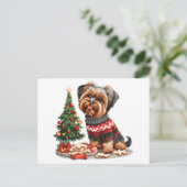 Carte Postale Chiens Yorkshire Terrier de Noël (Debout devant)