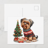 Carte Postale Chiens Yorkshire Terrier de Noël (Devant / Derrière)