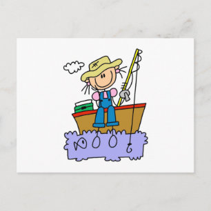 Carte Postale Chiffre de bâton Pêche fille