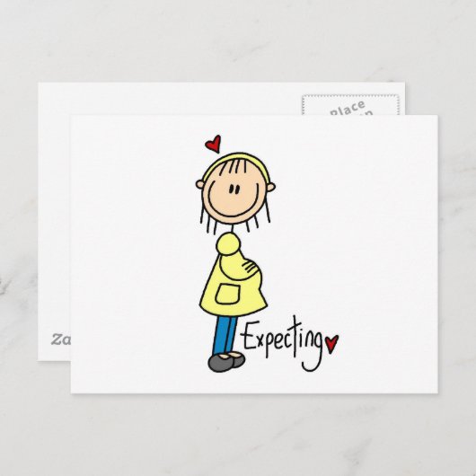 Carte Postale Chiffre de bâtonnet attendu du bébé (Devant / Derrière)