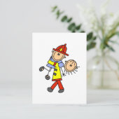 Carte Postale Chiffre de chasse Pompier Sauver des vies (Debout devant)