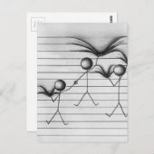 Carte Postale Chiffre dessin de bâton d'accrocher sur des lignes (Devant / Derrière)