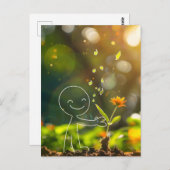 Carte Postale Chiffre en bâton d'art en ligne blanche, Croisemen (Devant / Derrière)