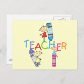 Carte Postale Chiffres Crayons Teacher Tshirts and Cadeaux (Devant / Derrière)