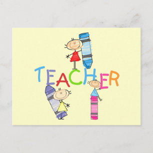 Carte Postale Chiffres Crayons Teacher Tshirts and Cadeaux