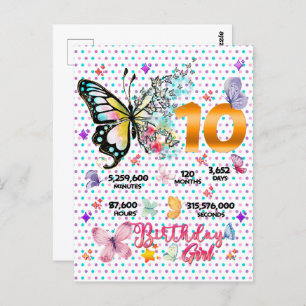 Carte Postale Chiffres doubles papillons 10 ans papillons